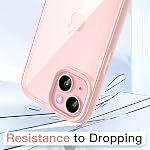 JETech Case for iPhone 15 6.1-Inch, Shockproof Phone Bumper Cover, Solid Color Matte TPU Frame, Anti-Scratch Clear Back (Pink)