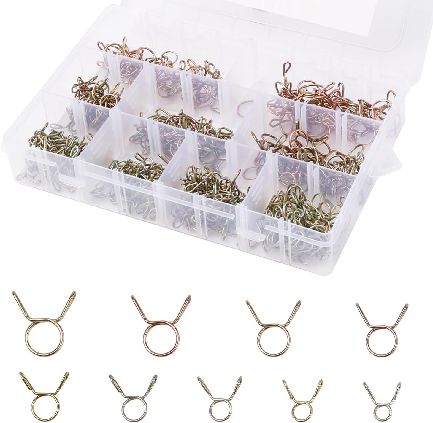 330pcs Spring Hose Clamps, 5-13mm Elastic Hose Clamp Assortment Set Small Hose Clamps Water Pipe Spring Clips Air Tubing Spring Clamps Fuel Line Hose Clamp Tension Tube Clamps for Moto Scooter ATV