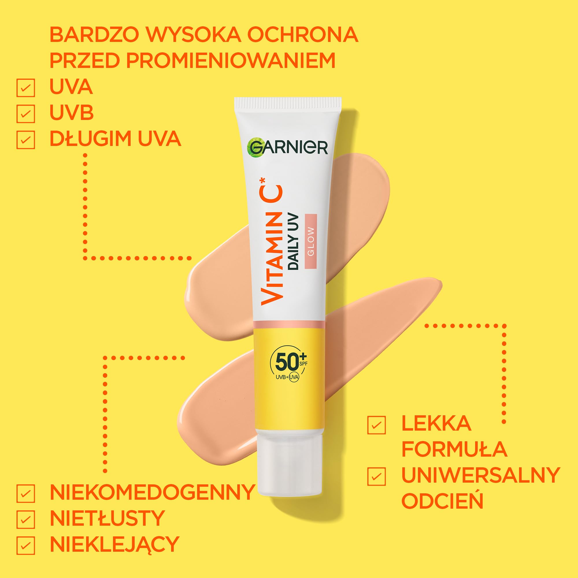 Garnier Vitamin C rozświetlający fluid na dzień z filtrem SPF50+, nadający blask, 40 ml