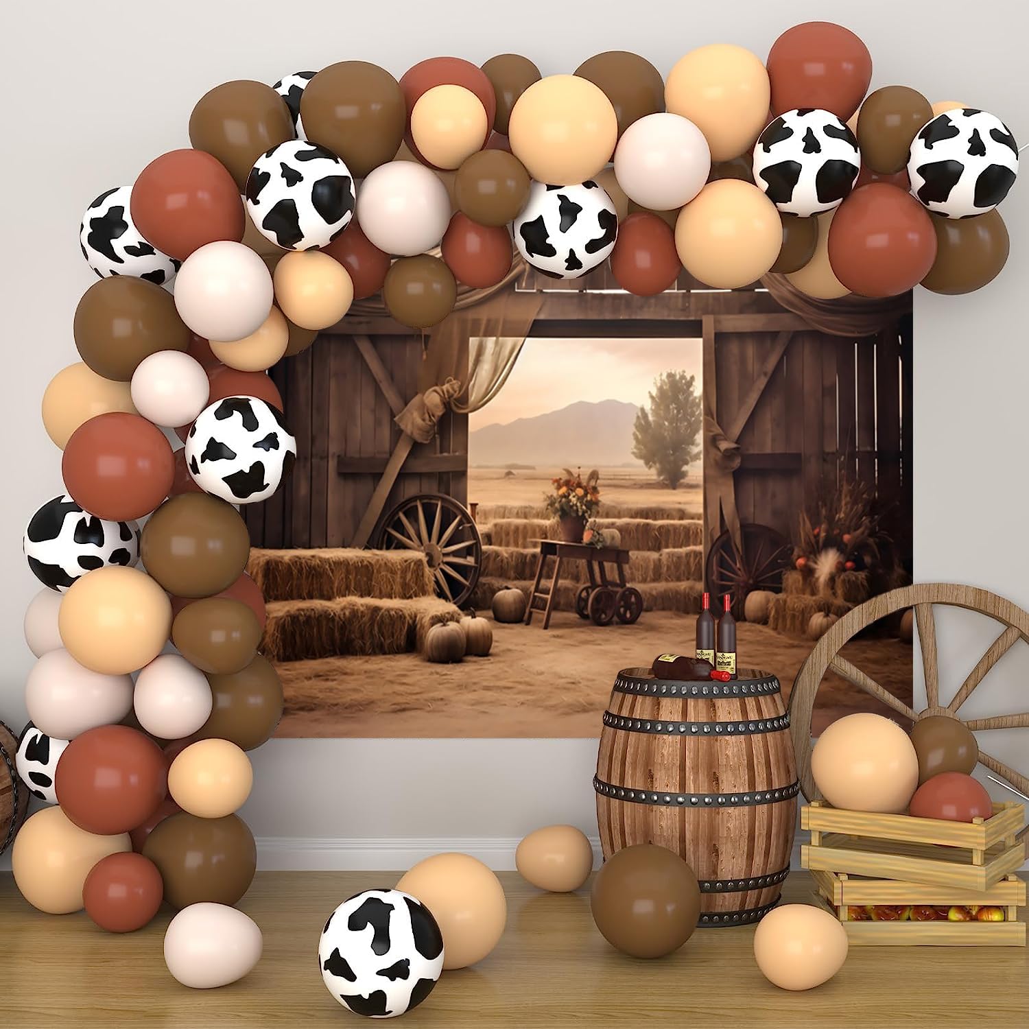 Sfondo Fotografico Occidentale 3x2.5 m, Vintage Selvaggio Ovest Campo Rustico Casa in Legno Vinile Fotografia Sfondo Bambini Compleanno Festa Del Ragazzo Di Mucca Occidentale Feste Banner