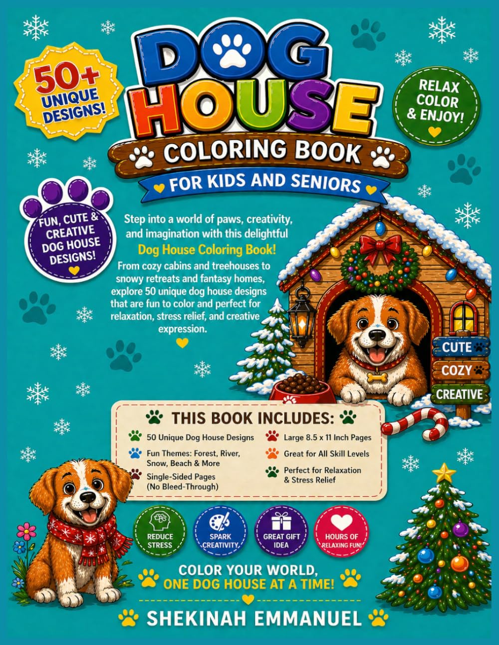 dog house: coloring book for kids and seniors