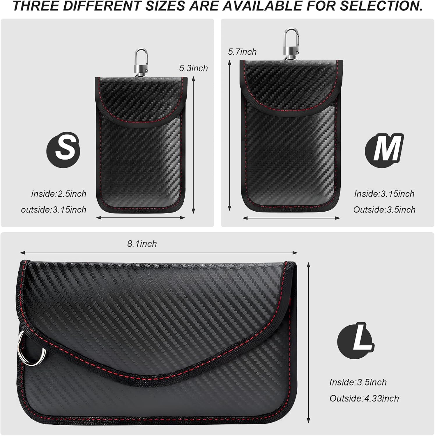 Faraday Pouch for Car Keys, Carbon Fiber RFID/WiFi/GPS Signal Blocking Holder Anti-Tracking Case, Anti-Theft Key Fob Protector Portable Security Protection Pouch, Car Accessories (Small)