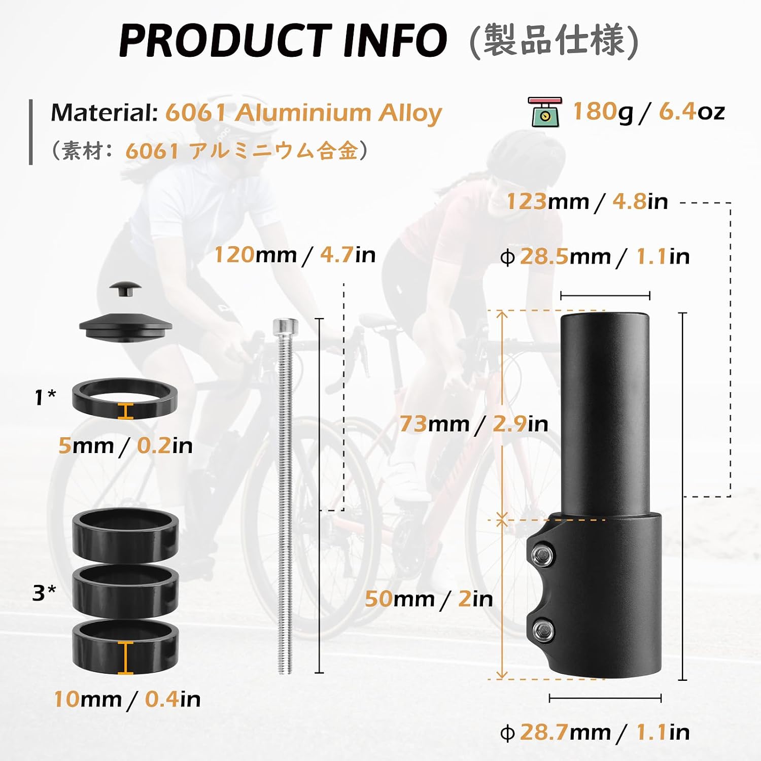 TRIWONDER Bike Stem Riser 28.6mm Handlebar Extender