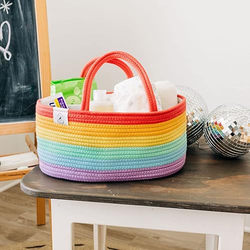 Miniatura 5 de OrganiHaus Cesta de almacenamiento para cuarto de bebé, organizador de juguetes de cuerda de algodón y pañales con asas, organizador de pañales