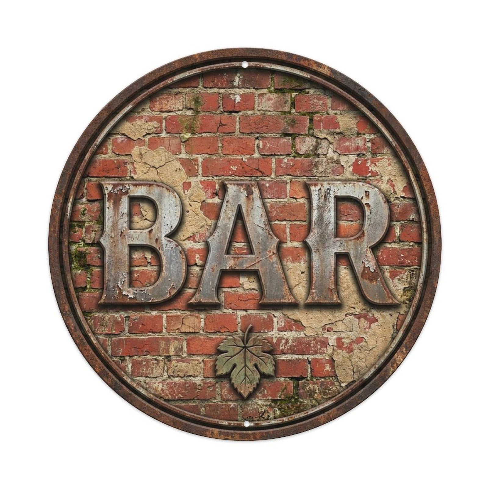 Vintage Beer BAR Brick Wall Retro for Pub Vintage Metal Tin Sign Plaque Wall Decor for Cafe, Club Bar, Office, Garden Metal Poster 8x8Inch