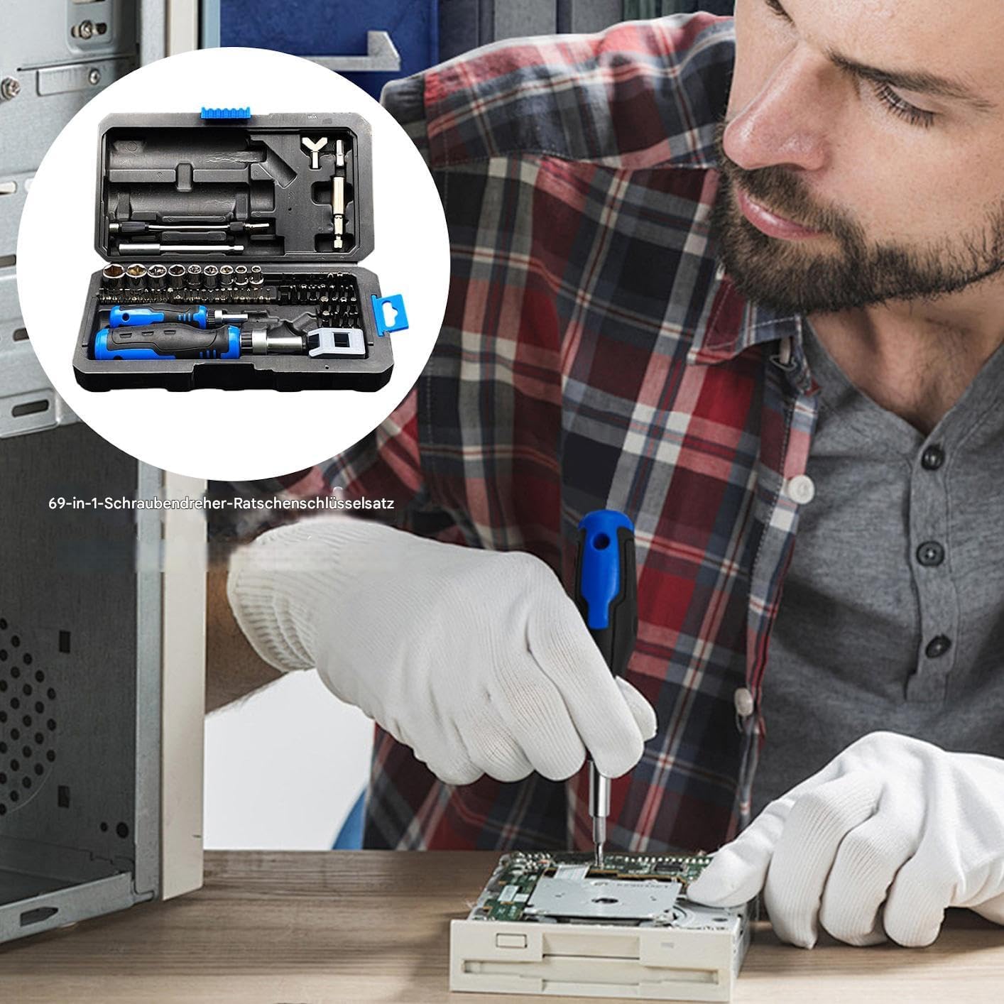 Juego de destornilladores magnéticos, 69 piezas de herramientas de precisión para instalación eléctrica, fontanería y taller