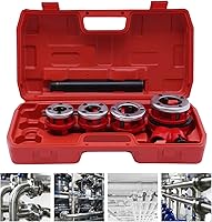 Vista 1 de Kit de enhebrador de tubería de trinquete, roscado manual de tubería de corte de hilo de acero, fontanero BSPT de 1/2''-1-1/4'' con estuche