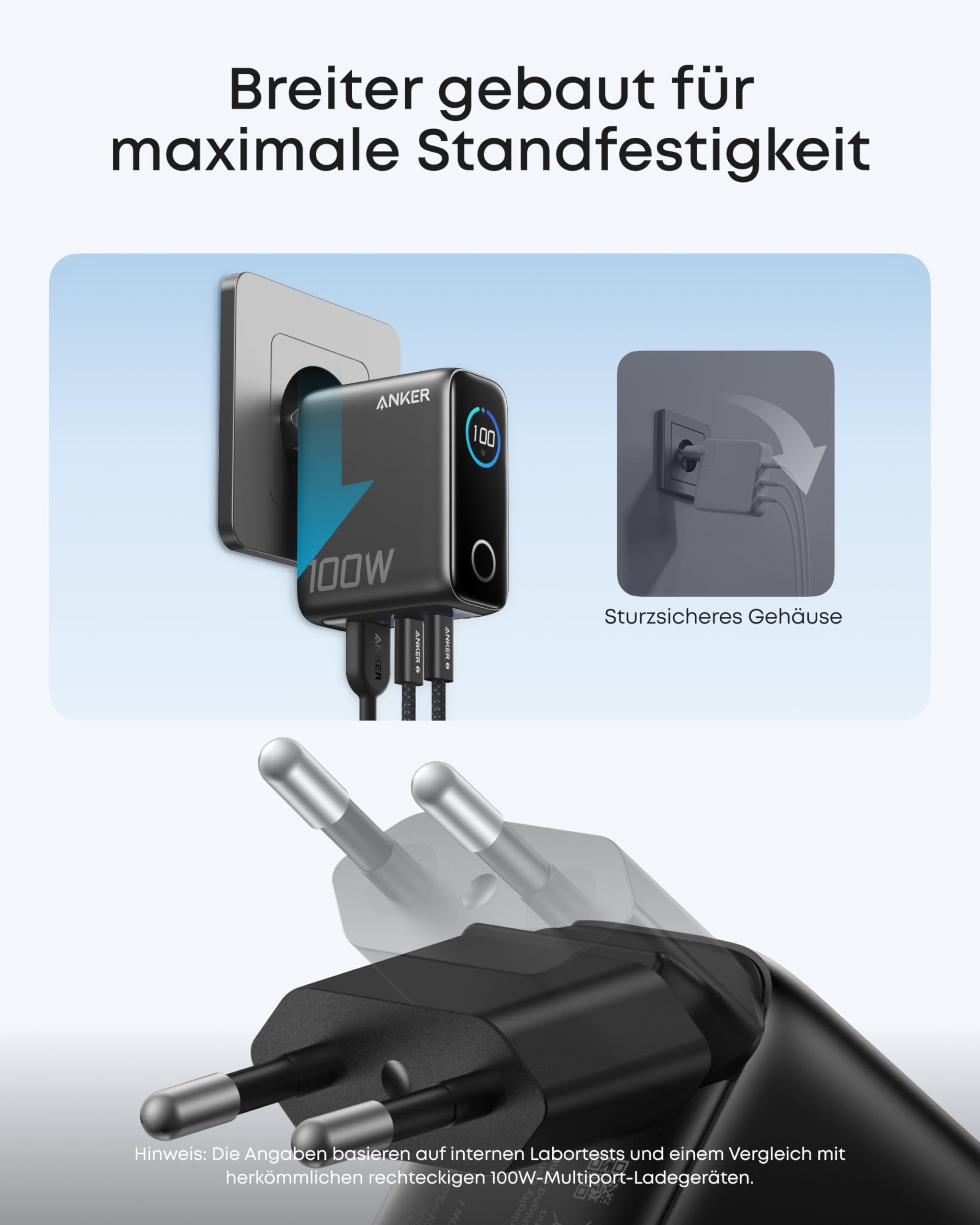 Anker 100W USB C Ladegerät GaN Wandladegerät Smart Display Touch-Steuerung für MacBook iPad iPhone 17/16/15 Serie