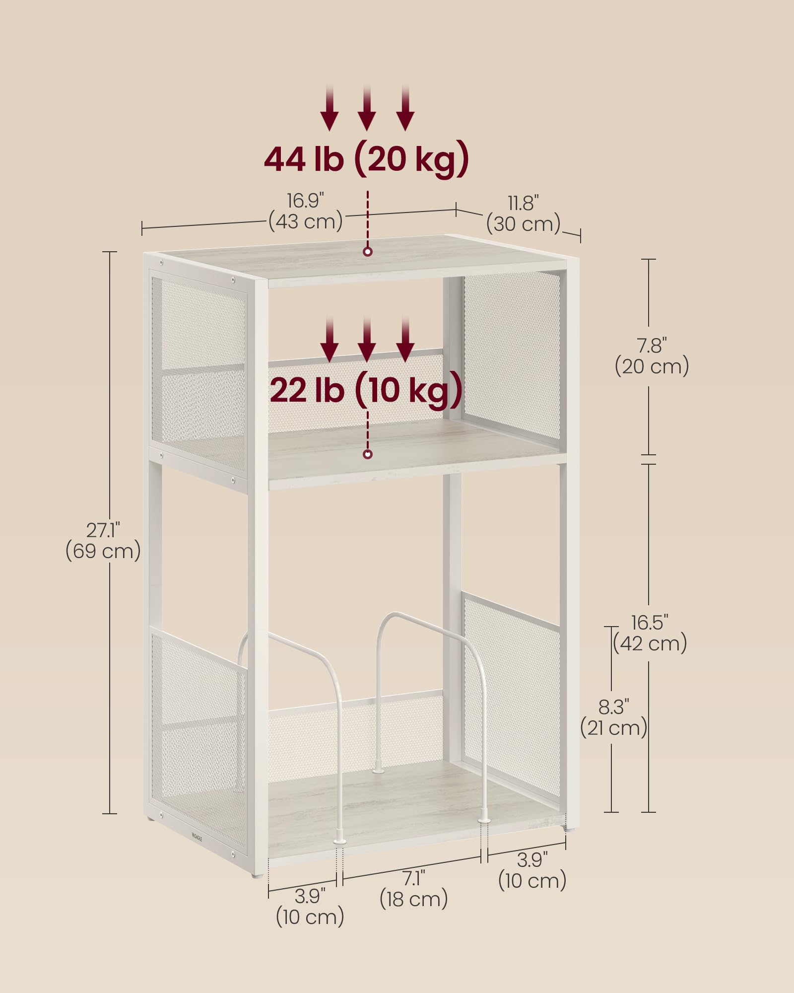 VASAGLE Support pour tourne-disque, table d'appoint à 3 niveaux, rangement de disques vinyles jusqu'à 100 albums, table d'appoint pour salon, chambre à coucher, blanc rustique ULET275W01