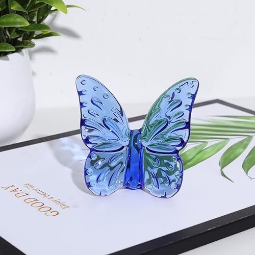 WEISIPU Figura de mariposa de cristal coleccionable, estatua de adorno de cristal para decoración de mesa de pisapapapeles para oficina en casa,