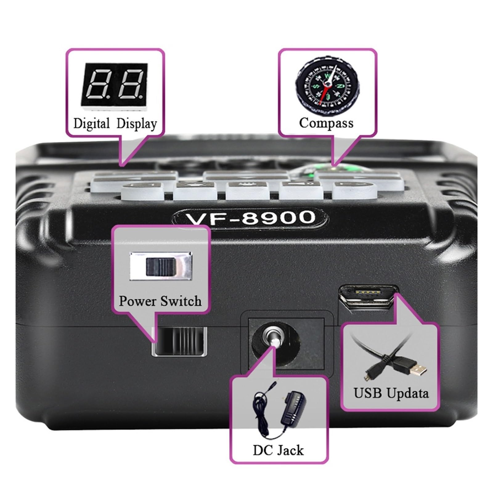 Détecteur de Satellites, VF-8900 Détecteur d'étoiles Haute définition Récepteur TV Satellite DVB-S2 avec Lampe Torche et Boussole VS V8 Finder Pro 2 WS6933