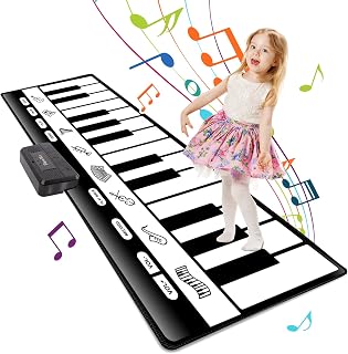 TWFRIC 71" Giant Piano Dance Mat with 24 Keys, 10 Demos, 8 Instruments & 4 Modes - Interactive Music Toy for Kids Adults Toddlers