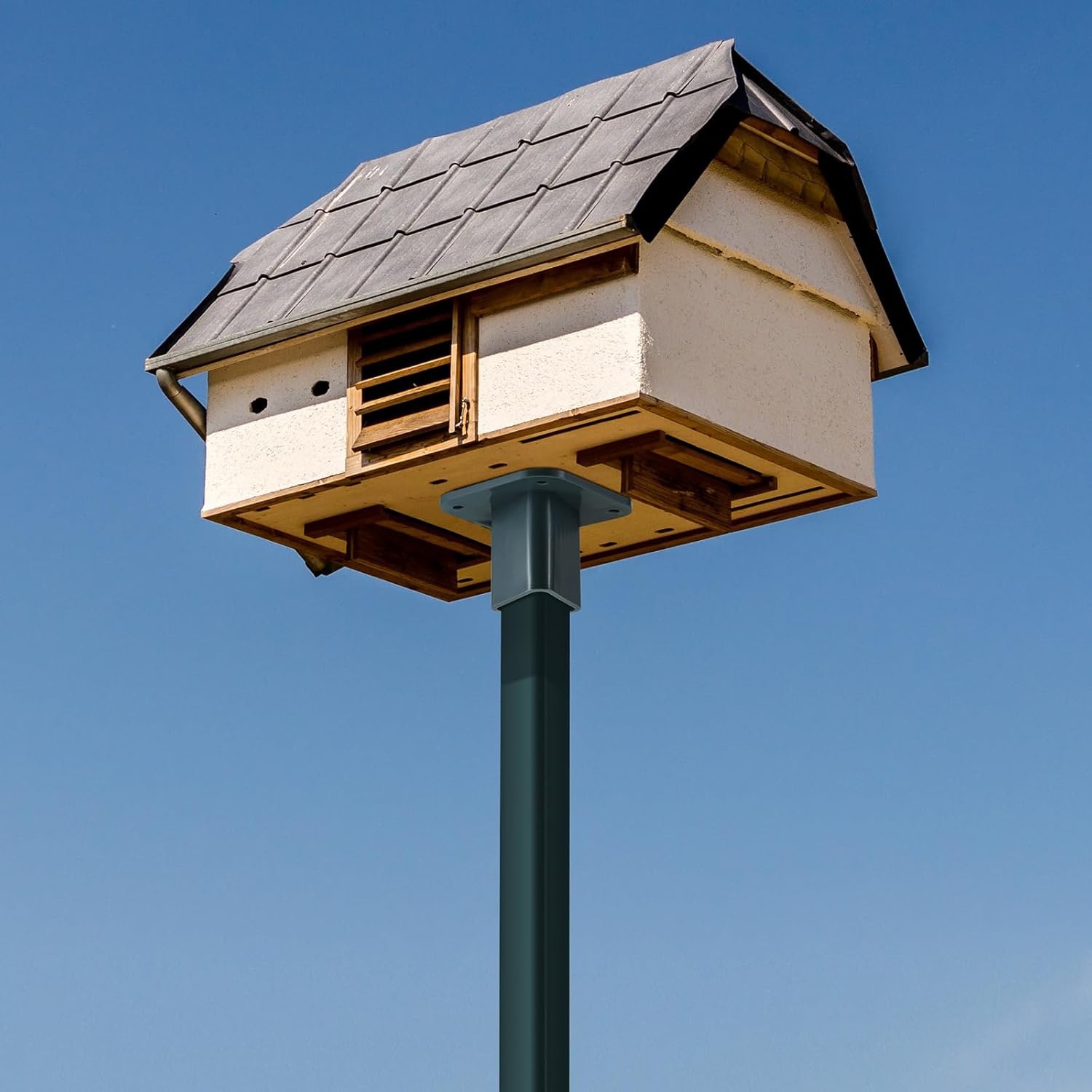 Nuanchu 4 Pcs T Post Mounting Plate Compatible with Most Standard Fence Post Pole Mount Flange 3 x 3 x 2.25 Inches Plastic Mounting Plate for Bird Houses Bird Feeder Mailboxes Station Pole and More