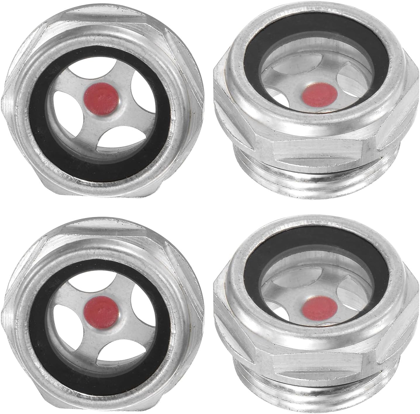 M METERXITY 4-Pack Air Compressor Oil Sight Glass, M22 x 1.5mm Toughened Glass No Leak Hex Oil Liquid Level Gauge Fittings W O-Ring for Air Compressor/Pump/Tank Sight Plug Window