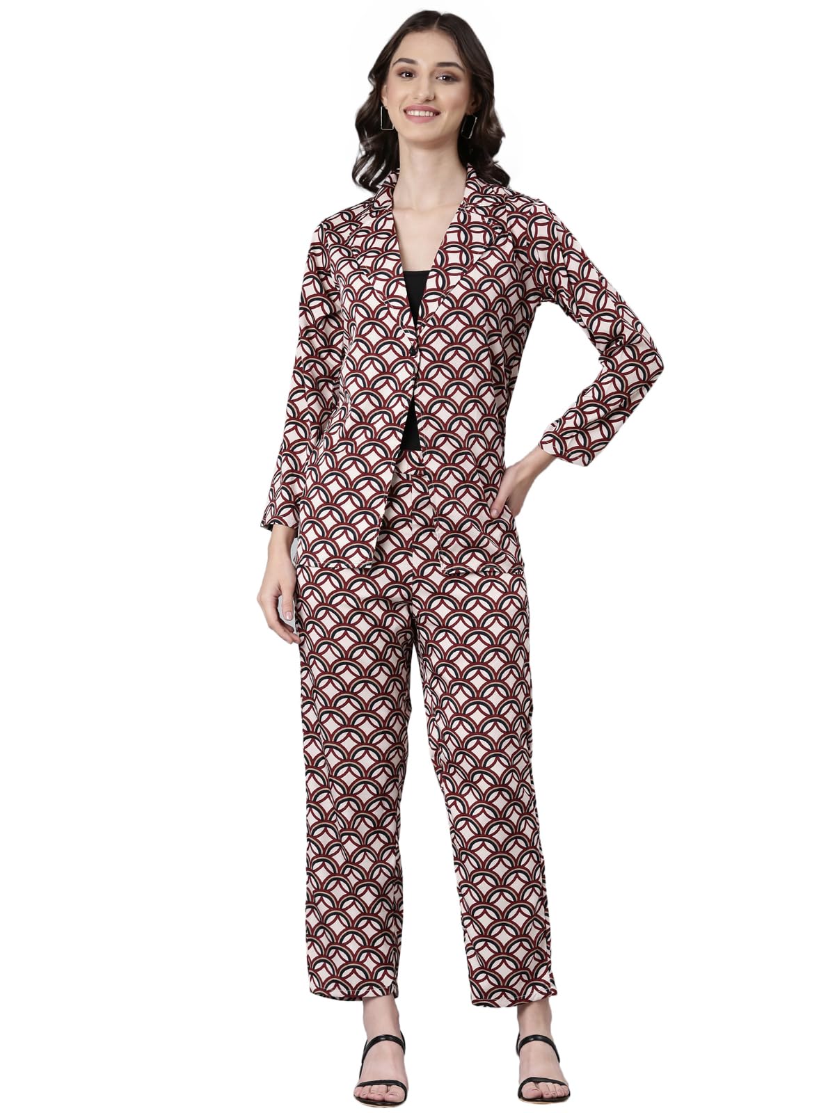 Women Printed Two-Piece Co Ords | Collared Full Sleeves Cotton Co-Ords for Womens | Mid-Rise Regular Fit Co-Ord for Women's-image-9