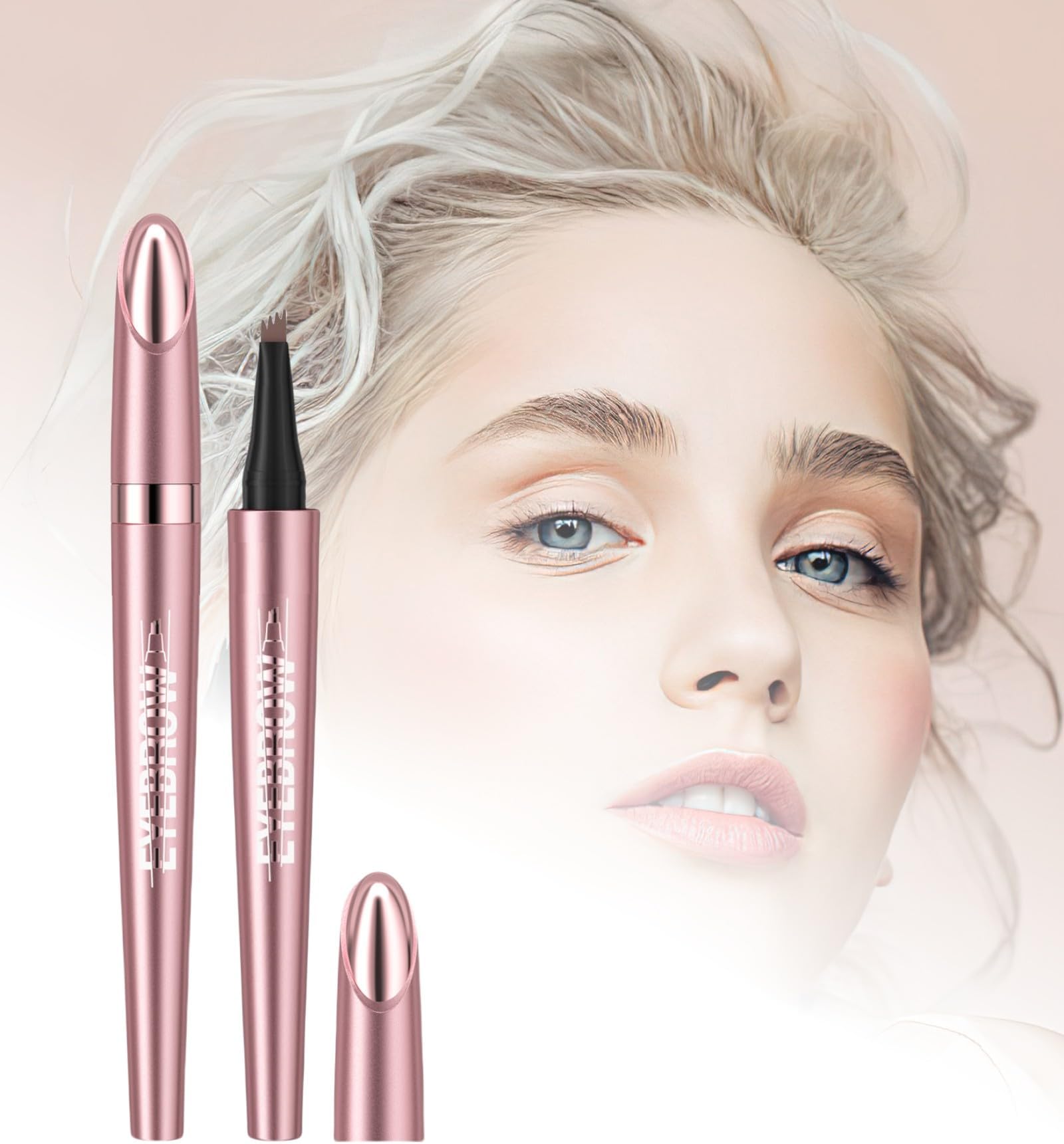 Magic Microblading Eyebrow Contouring Pencil - Microblading Eye Brow Contouring Pen - Precise Waterproof Brow Pen 4 Tipped Precise Waterproof With A Micro-Fork Tip Applicator