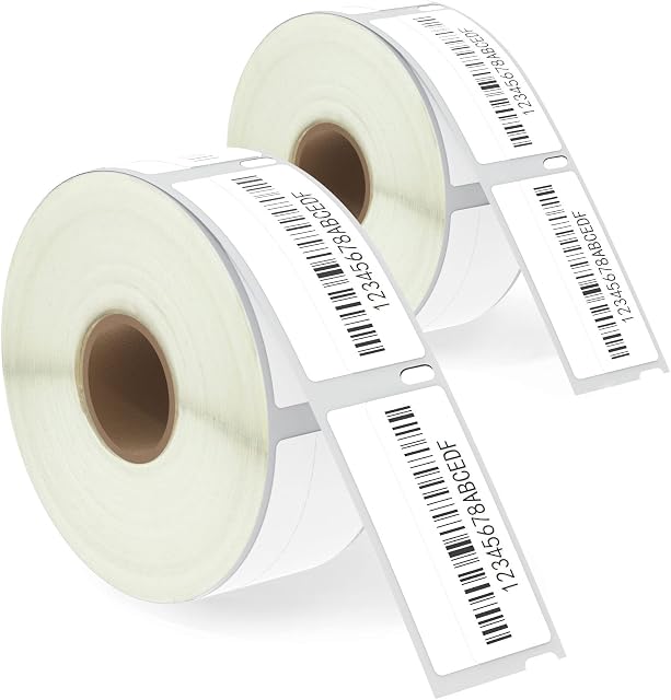 BETCKEY - 2 Rolls 11355 Labels Compatible with Dymo S0722550, 19mm x 51mm, 1000 Self-Adhesive Small Labels Using for Dymo Labelwriter