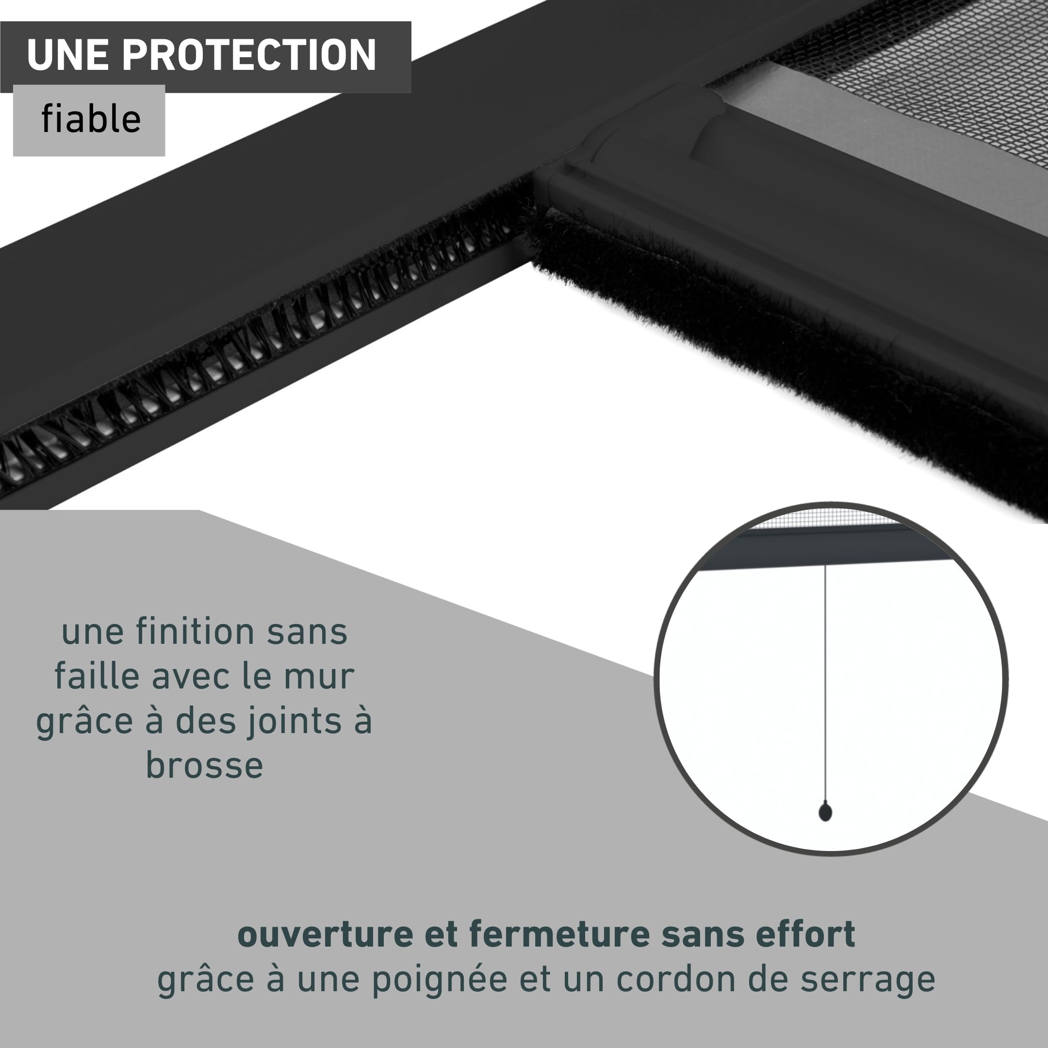 Windhager Store Enrouleur pour Fenetres Plus, Moustiquaire, individuellement découpable, 160 x 160 cm, anthracite, 03893