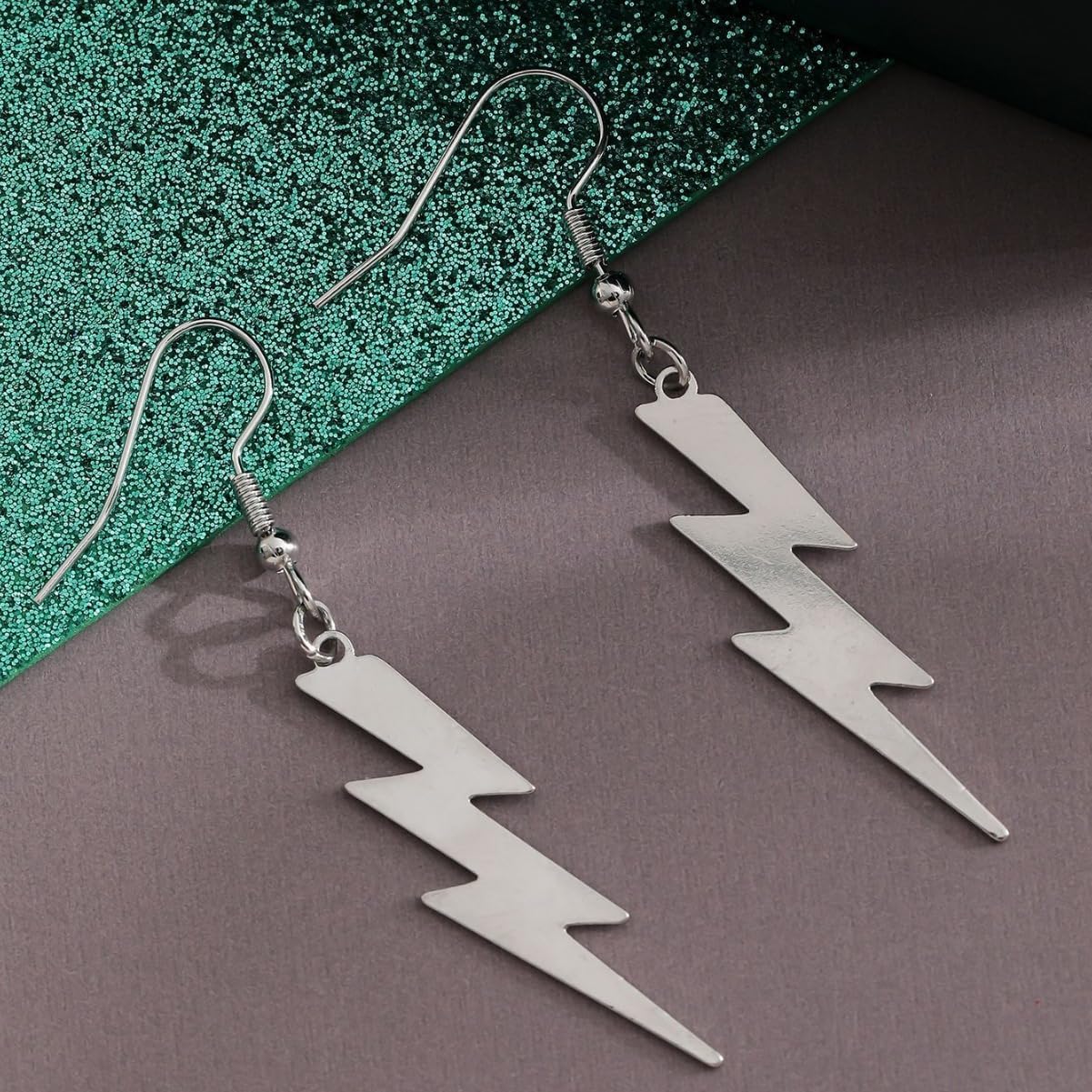 Lightning Earrings for Women Men Punk Style Lightning Bolt Dangle Drop Earrings Gold Silver Hip Hop Rock Biker Earrings Minimalist Lightning Earrings Christmas Party Jewelry - Image 2