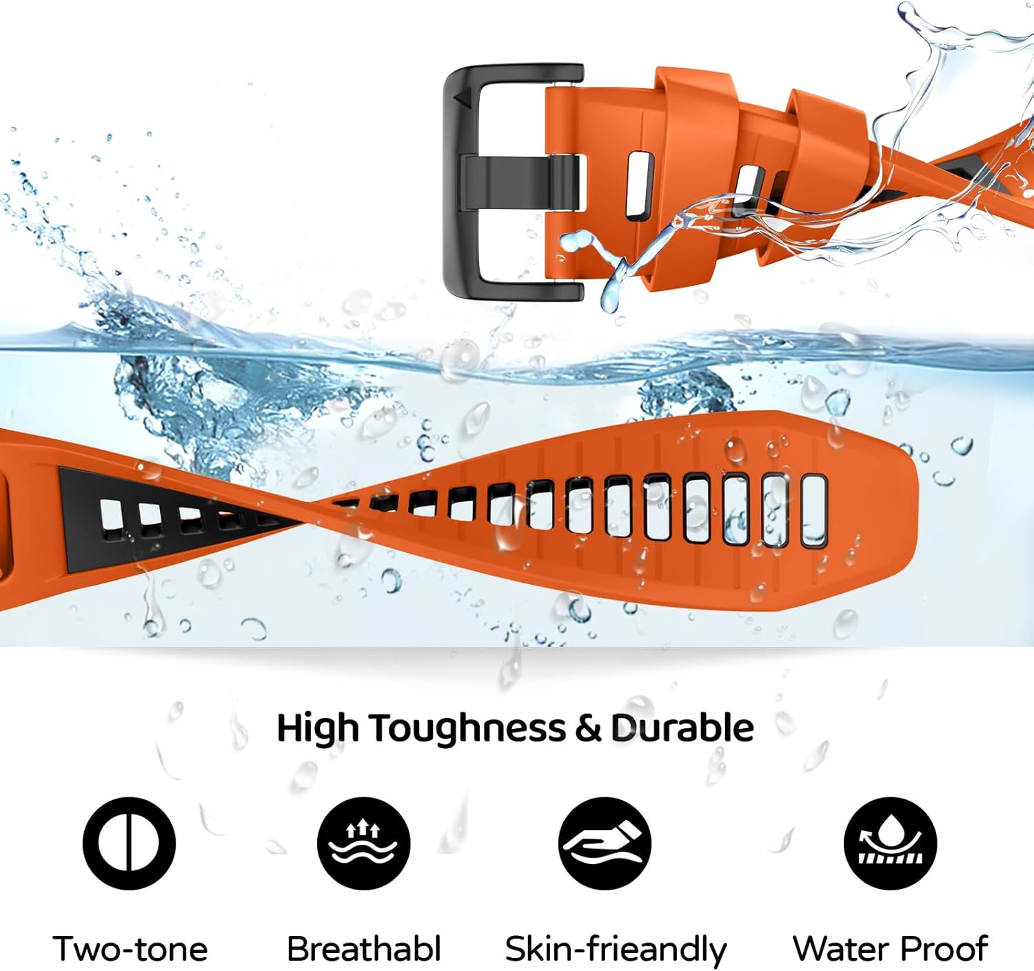 Watch Band for Garmin Fenix 8 51mm/Fenix 7X Pro/Fenix 7X/Fenix 6X Pro/Fenix 6X/Fenix 5X/Fenix 3, Silicone QuickFit 26mm Replacement - Image 3