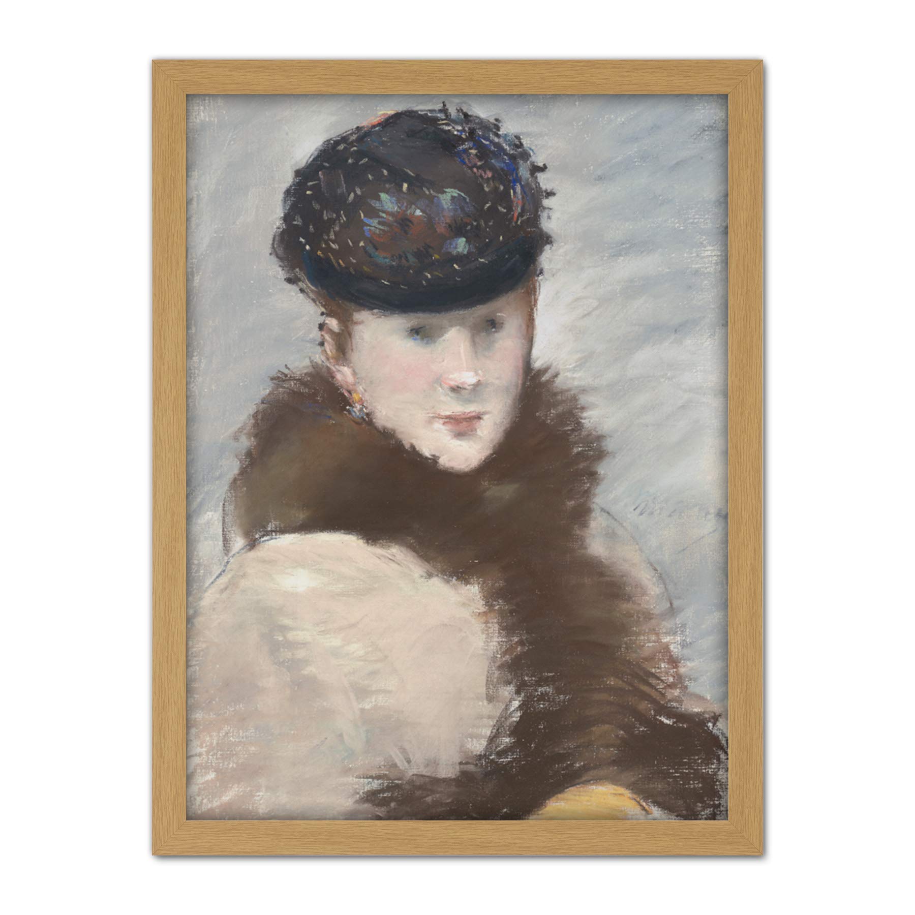 Artery8 Edouard Manet Mery Laurent Wearing Small Toque Painting Artwork Framed Wall Art Print 18X24 Inch