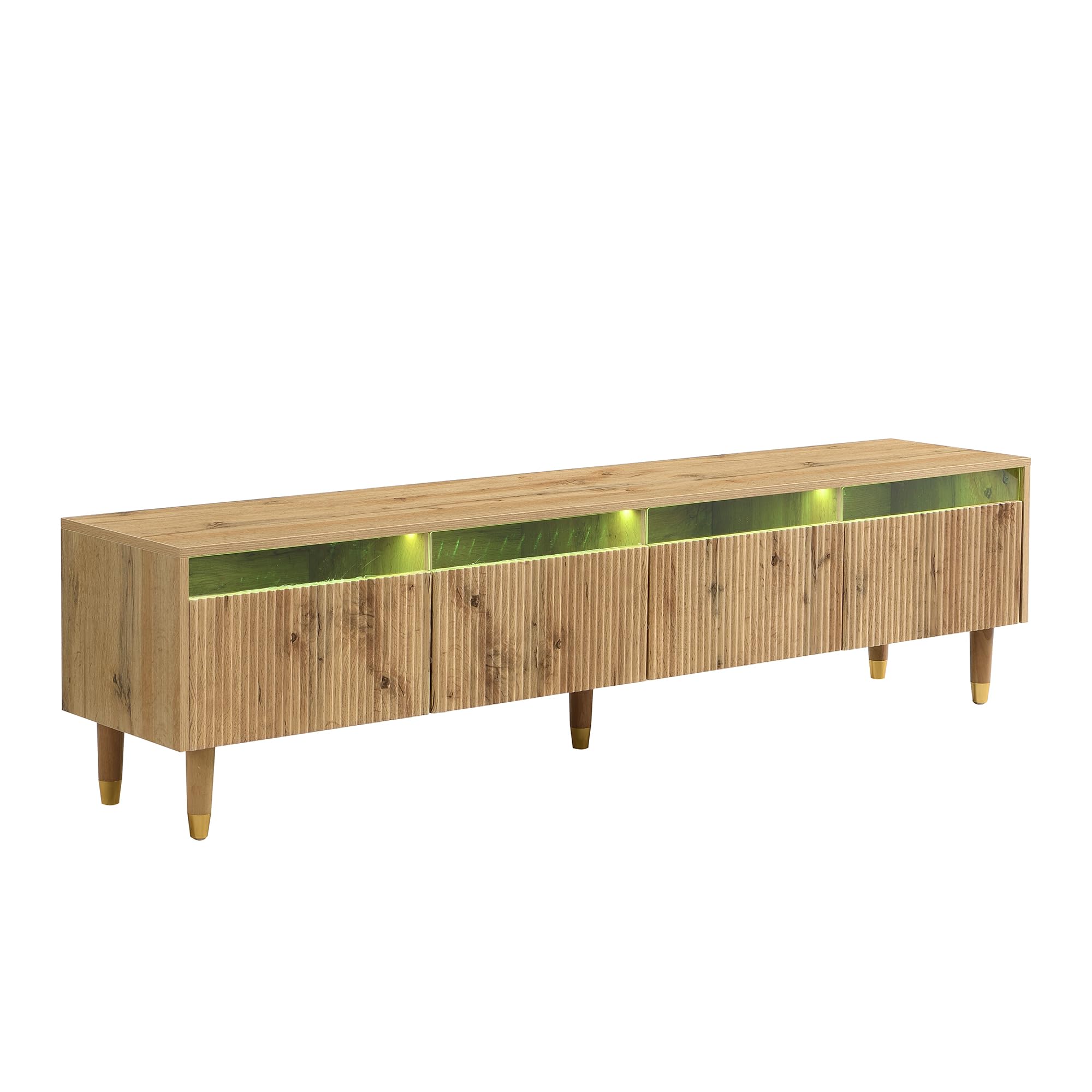 Ensemble de meubles LED Merax pour salon, meuble TV 178x35x45cm, avec 4 portes, table basse 110x50x40cm, avec 2 tiroirs, façade en acrylique, éclairage LED avec télécommande, grand espace de rangement