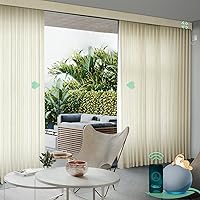 Vista 8 de Yoolax Cortina retráctil inteligente compatible con Alexa y Google Home, cortina motorizada cableada con control remoto personalizado (champán)