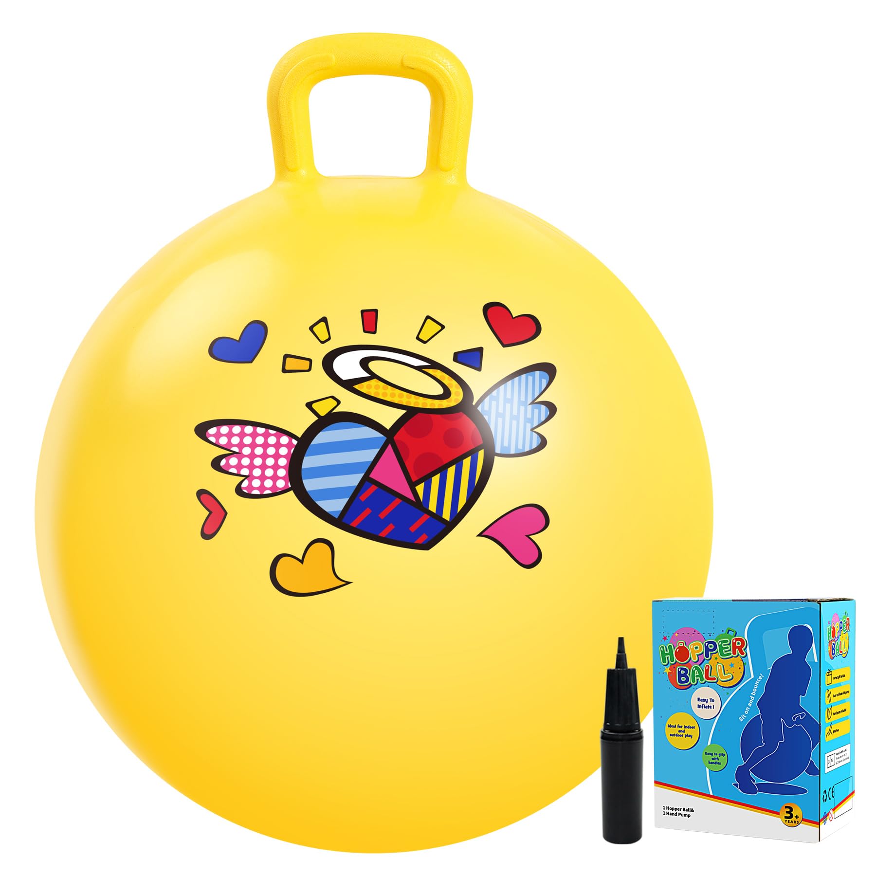 Vastoy 18 Inch Hopper Ball for Kids 3 4 5 6 Years, Anti-slip Space Hopper with Hand Pump
