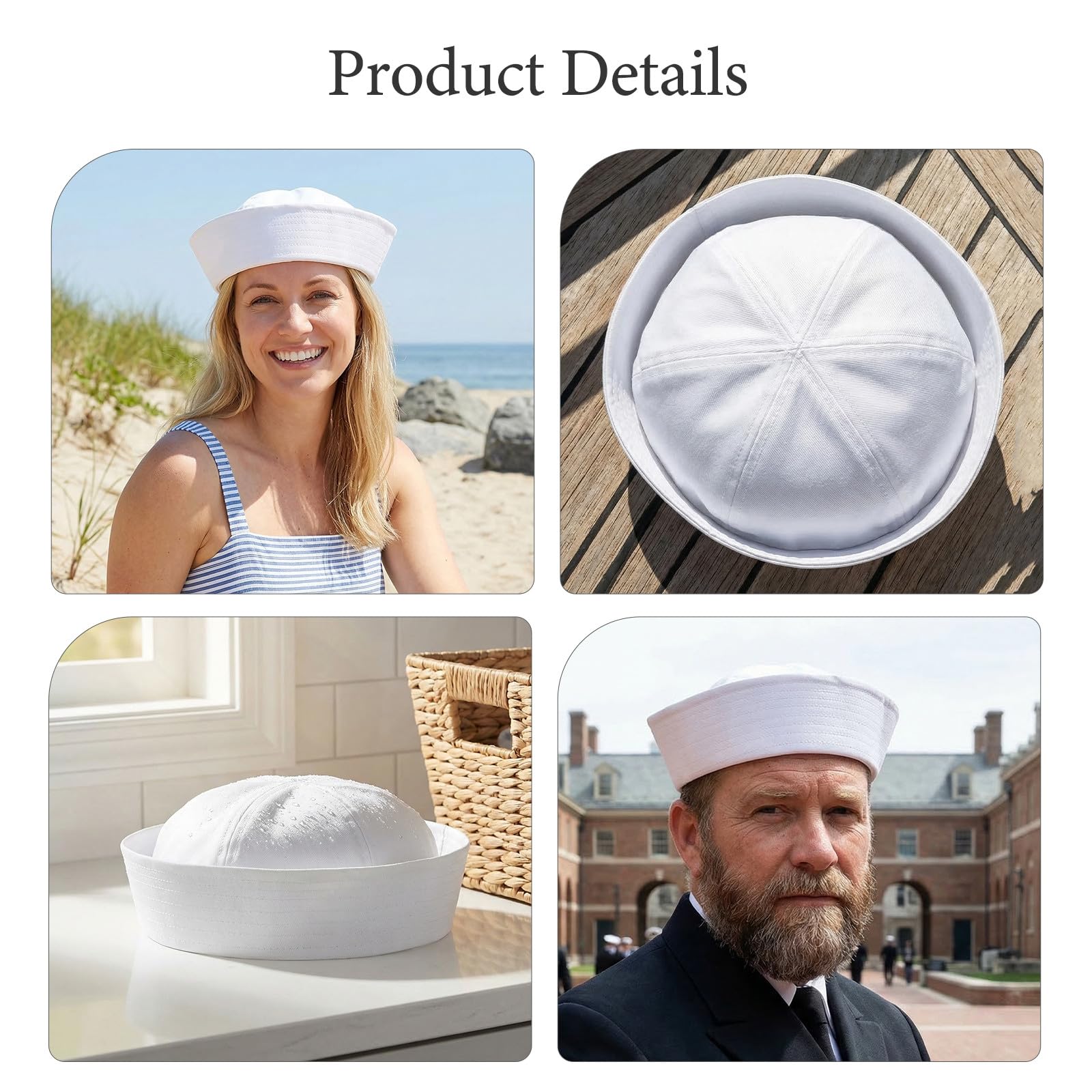 5 pezzi Cappello da marinaio: Cappello da capitano bianco - Cappelli da marinaio per yacht, cappelli da nave per adulti, accessorio per costume di Halloween, festa, poliestere traspirante