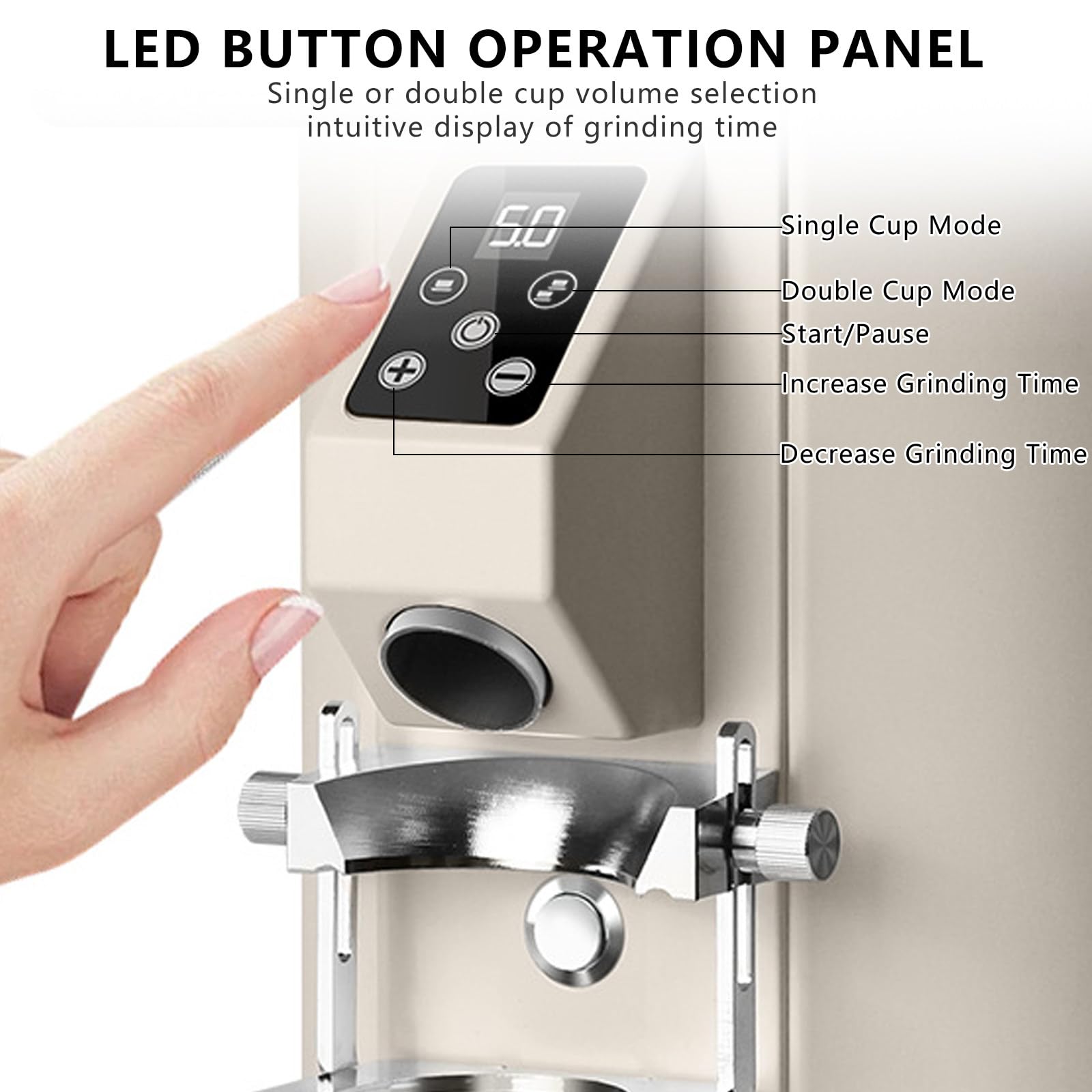 Molino De Café De Muelas Planas De 64 Mm, Dos Modos De DosificacióN, Capacidad De 453 G, Pantalla Digital Black