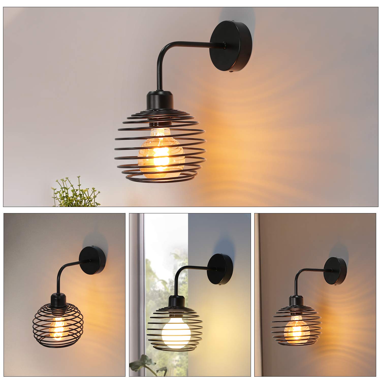 Vintage Wandlamp - Zwarte Industriële E27 Wandverlichting met Houten A Vintage Wandlamp - Zwarte Industriële E27 Wandverlichting met Houten A