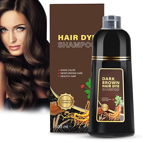 Sminktec Champú 3 en 1 de tinte para el cabello castaño oscuro, champú con ingredientes herbarios, tinte para el cabello para mujeres y hombres