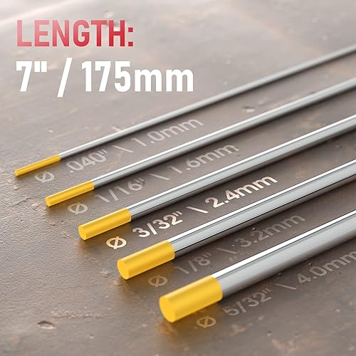 Miniatura 61 de YESWELDER - Electrodo de tungsteno para soldadura TIG, ceriado al 2%, de 1/16 x 7 pulgadas (gris, WC20/EWCe-2), paquete de 10