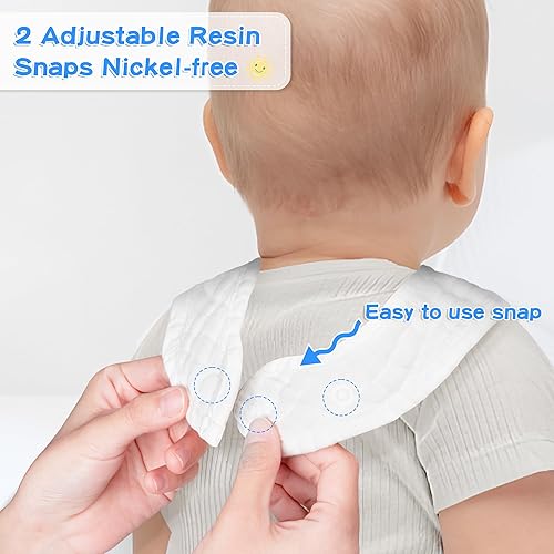 Miniatura 3 de GROBRO7 Baberos de muselina para bebé, 8 unidades, algodón suave, ajustable, babero absorbente y transpirable, baberos de alimentación para