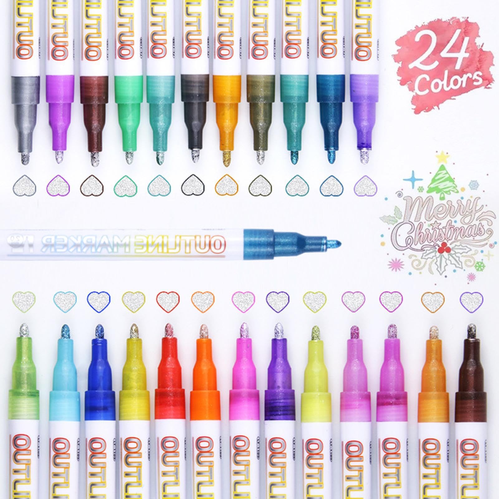 Shimmer Outline - Set di penne gel glitterate per Natale, arte