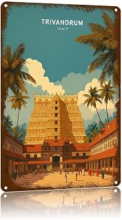 Trivandrum India Travel Vintage Metal Signs,Countries City Attraction Scenery Poster Home Wall Decor,Suitable For Walls, Doors, Fences,Plaque 8 X 12 Inch