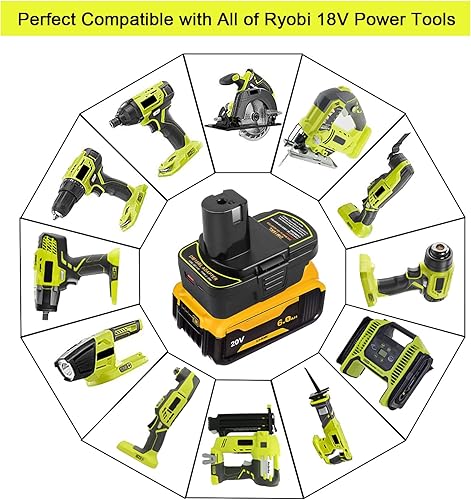 Miniatura 3 de ZLWAWAOL Paquete de 2 convertidores de adaptador de batería DM18RL con enchufe USB compatible para Dewalt 20V y Milwaukee 18V batería de iones de
