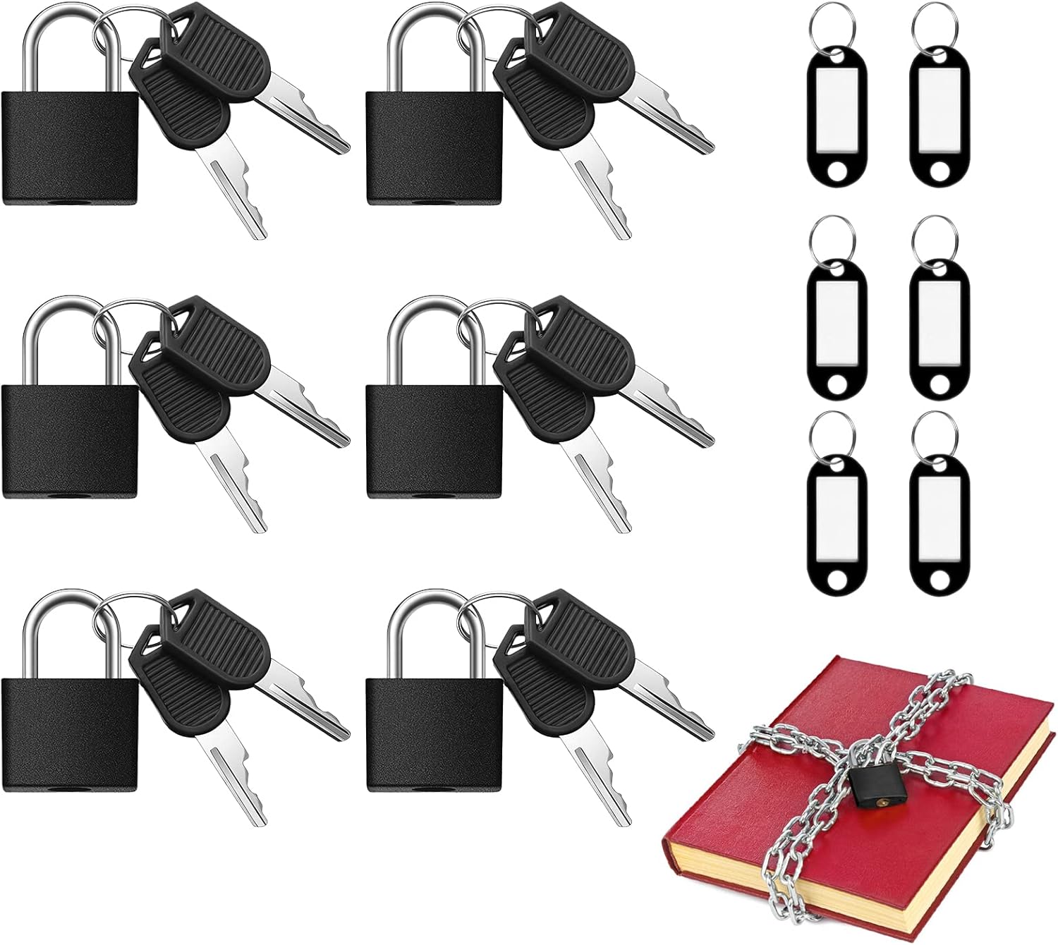 Luggage Padlocks, 6 Pcs Suitcase Locks, Mini Security Padlocks for