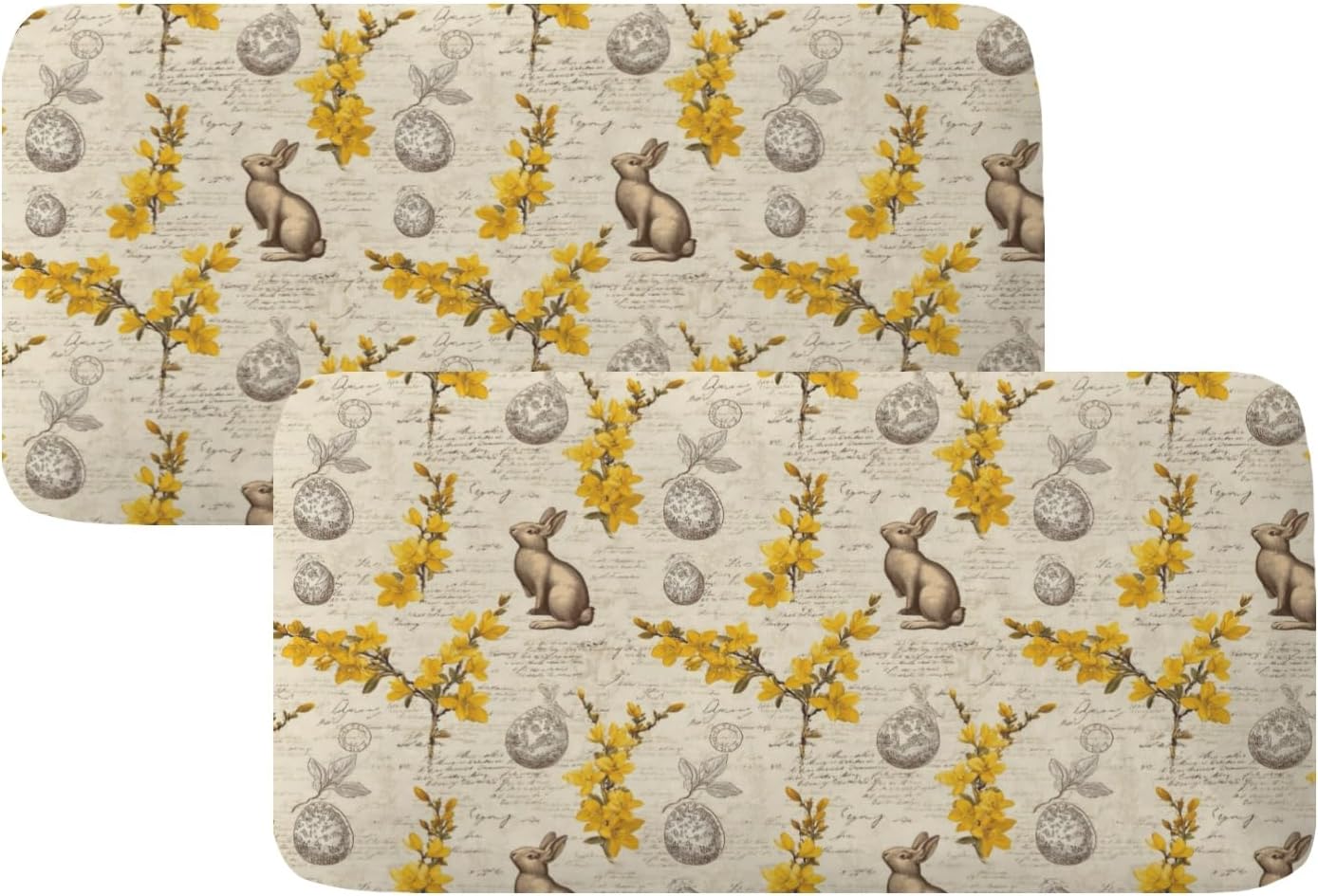 Botanical Bunny Yellow Loveseat Covers Couch Covers for 2 Cushion Couch, 2-Piece Stretch Sofa Slipcovers Anti-Slip Washable Furniture Protectors for Dogs Pets