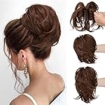 CJL HAIR Claw Clip Short Ponytail Hair Extensions DIY Bendable Metals Messy Bun Hair Piece for Wonen Straight Synthetic Fake Hairpieces Red Vino