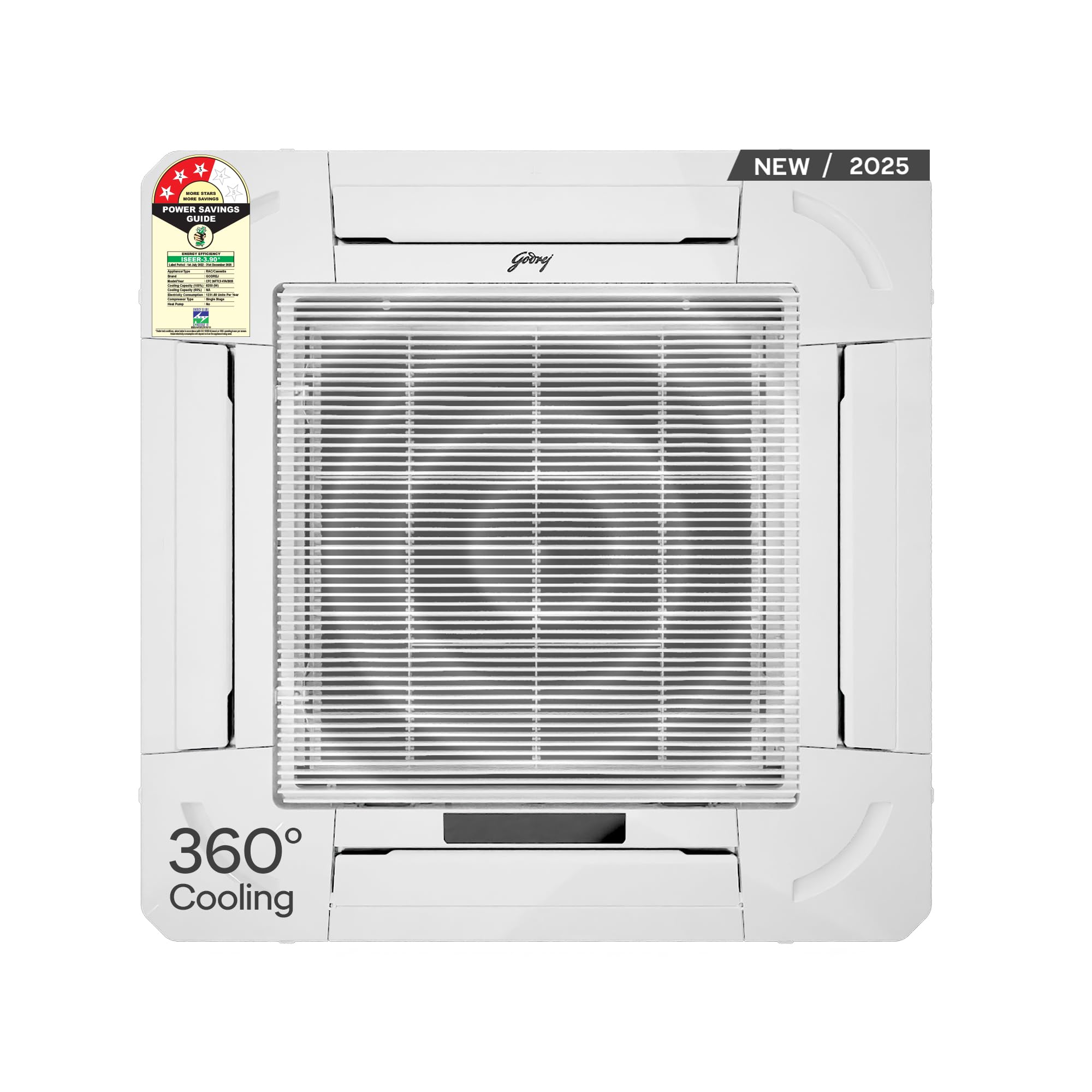 Godrej 2 Ton 3 Star, 360° Cooling, Fixed Speed Cassette AC (Copper, 2025 Model, AC 2.0T CFC 24FTC3 4YA, White)-image-11
