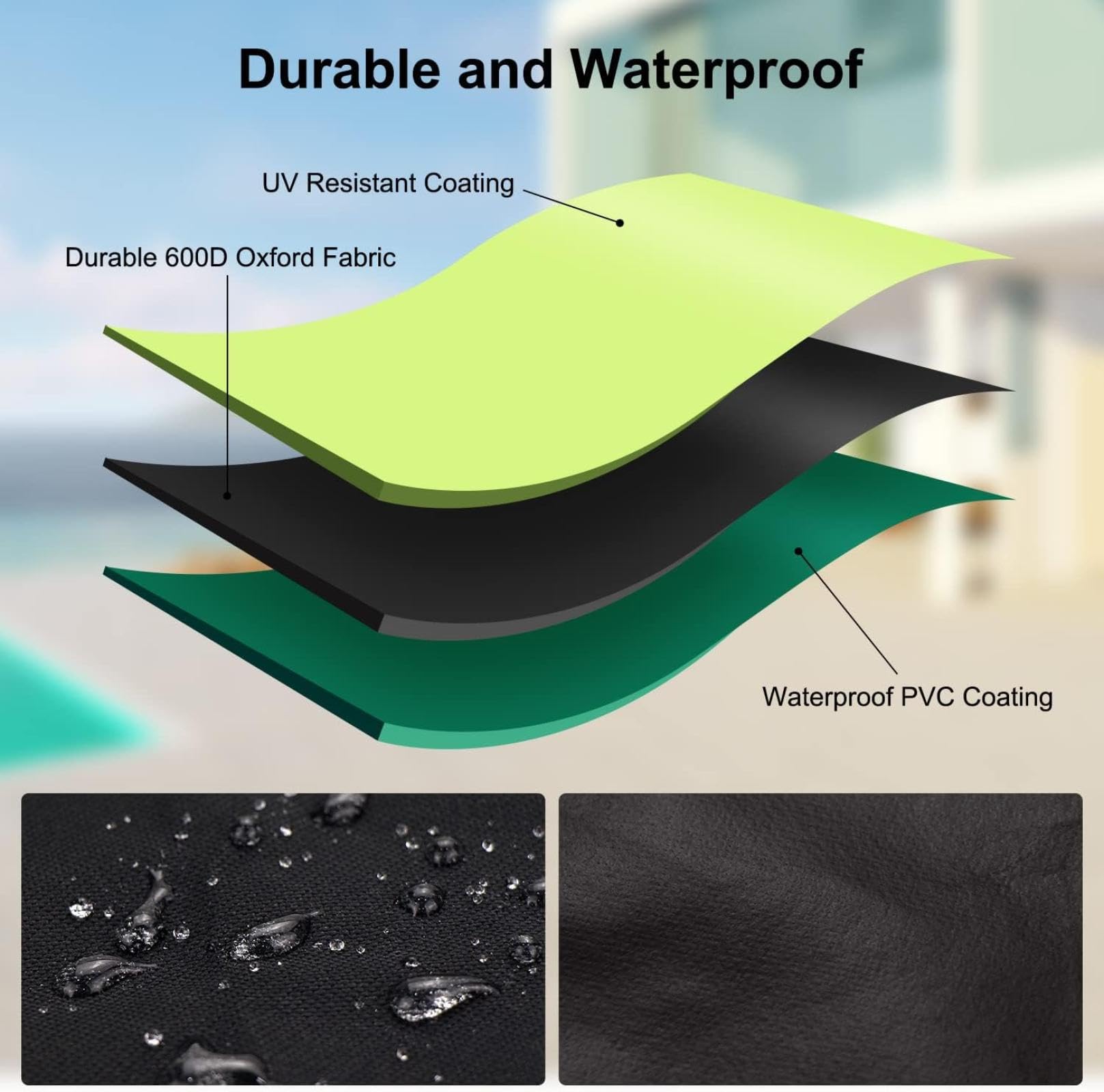 Fundas rectangulares para patio, resistente, 240 x 100 x 100 cm, resistente al viento, impermeable, tela Oxford resistente 600D, anti-UV, funda de sofá de ratán para exteriores