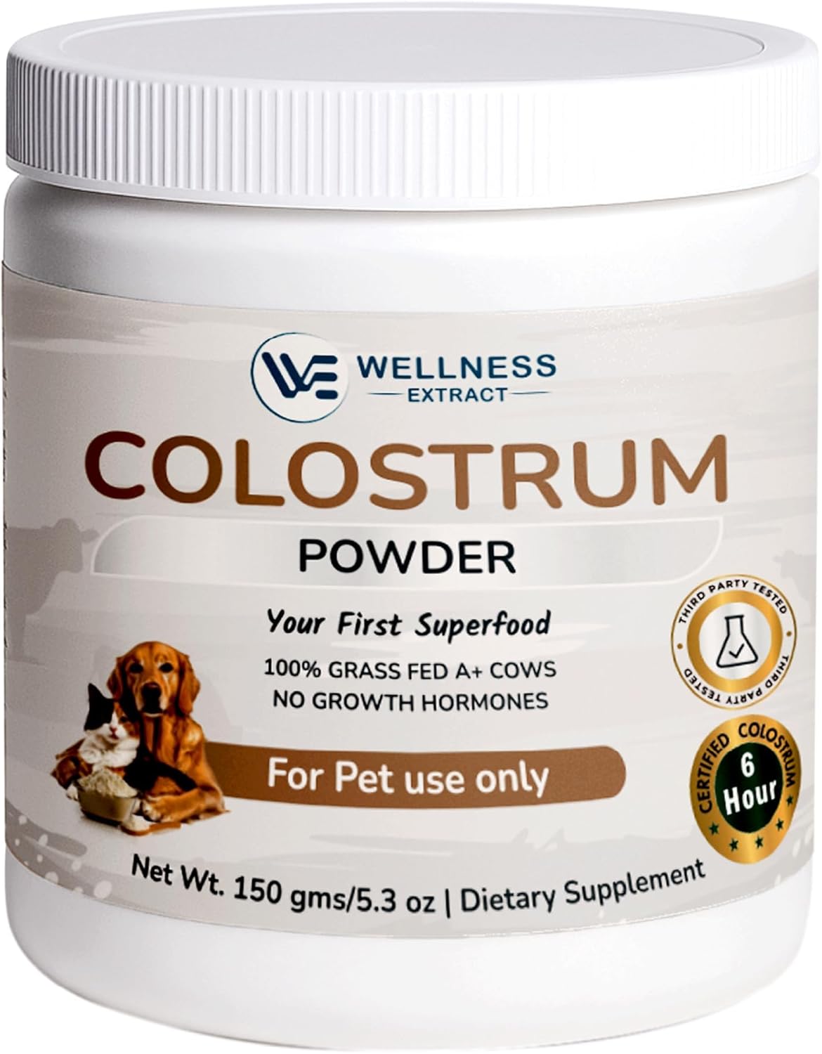 Wellness Extract Bovine Colostrum Powder for Pets – 100% Grass-Fed Cows – Natural Immune & Gut Health Support – Skin & Coat | Colostrum for Dogs, Cats & Puppies