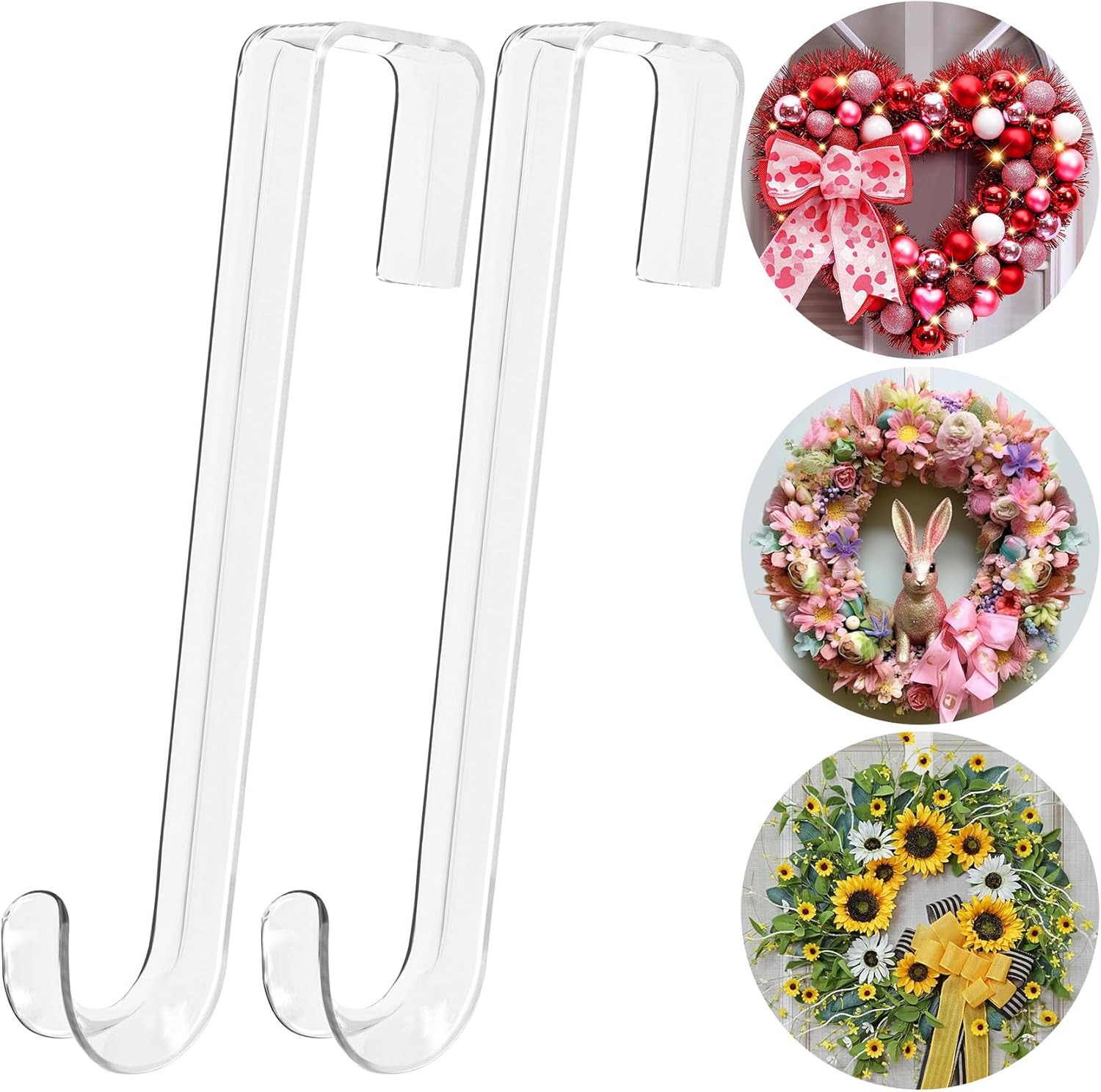12″ Wreath-Hangers for Front Door,2 Pack Christmas Easter Decorations Clear Fall Wreath-Door-Hanger,Welcome Sign for Front Door Inside Outside Over The Door Hooks Organizer Home Holiday Decor 12″ Wreath-Hangers for Front Door,2 Pack Christmas Easter Decorations Clear Fall Wreath-Door-Hanger,Welcome Sign for Front Door Inside Outside Over The Door Hooks Organizer Home Holiday Decor