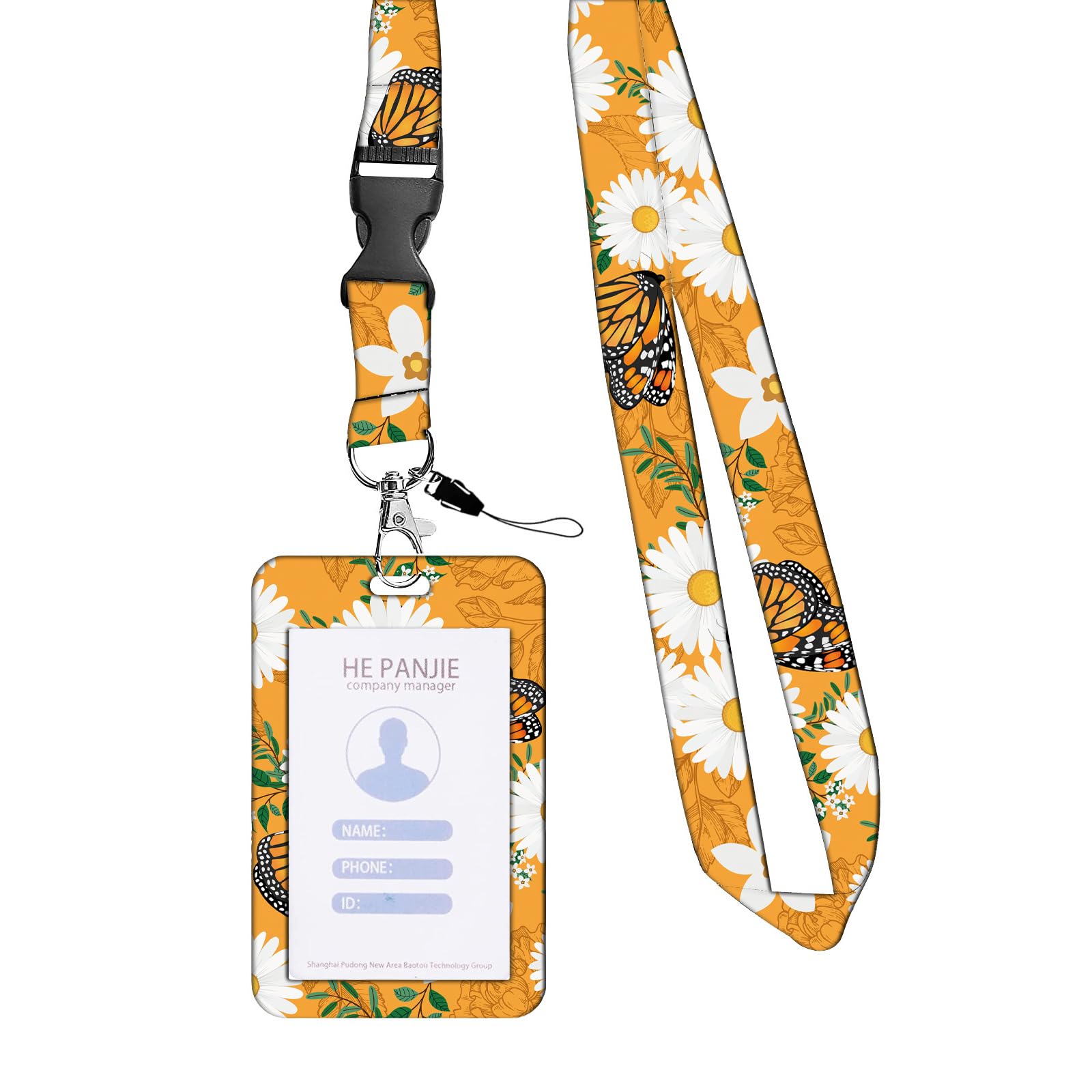 oringnat Retractable Badge Holder Reels Name Card Holder, Butterfly Print Badge Holder Reels Clip with Lanyard for