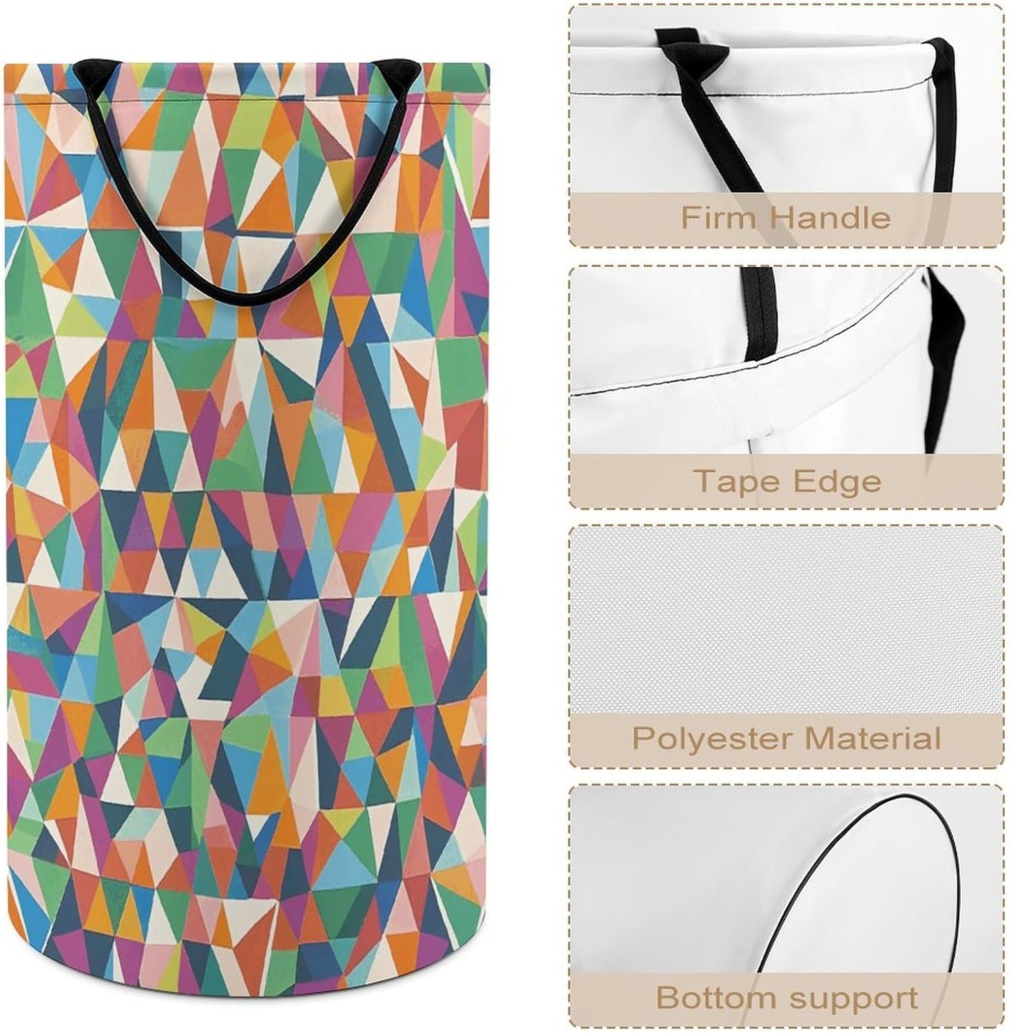 Pattern Made of Triangles Laundry Hamper Large Collapsible Laundry Basket with Handles Waterproof Clothes Hamper Portable Dirty Clothes Basket for Bedroom Laundry Room Closet Bathroom