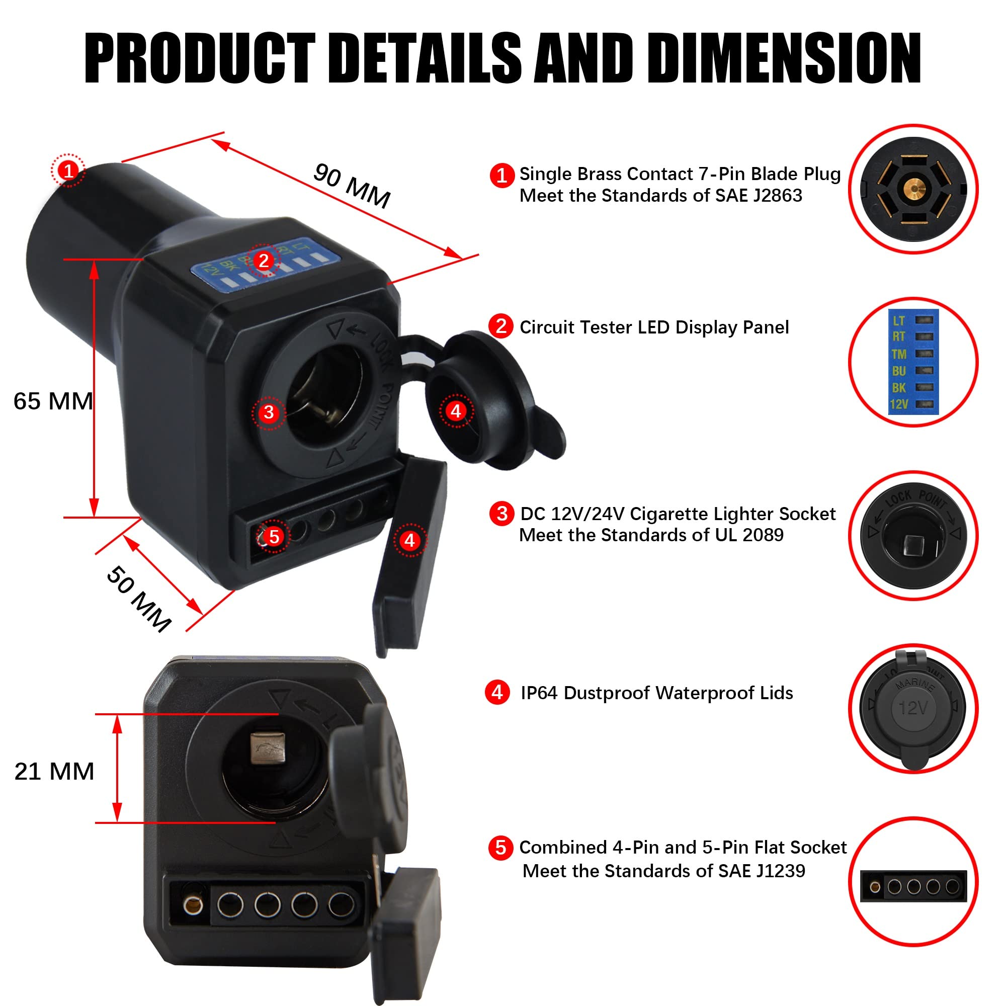 4 pin trailer plug to cigarette lighter Amazon.com: kitletsuit Combo Trailer Light Adapter 7-Pin Blade to 5- or 4-  Pin Flat, with LED Trailer Light Wiring Circuit Tester 7-Way Blade and DC  12V Auxiliary Power Outlet, Weatherproof Covers Included :