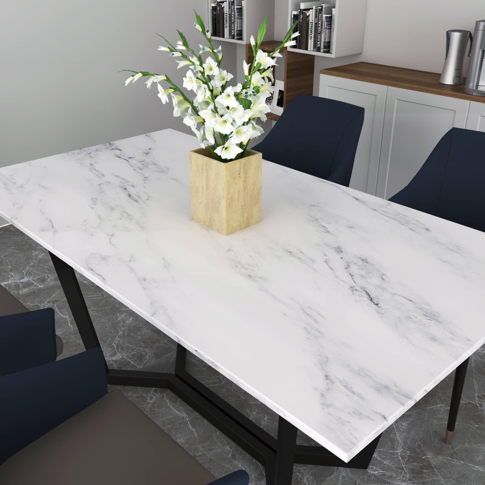 Decotalk Pellicola Adesiva per Mobili Effetto Marmo Bianco Grigio 81X500cm Spesso Carta Adesiva per Mobili Rivestimento Top Cucina Carta da Parati Autoadesiva PVC Impermeabile Soggiorno Tavolo Moderna