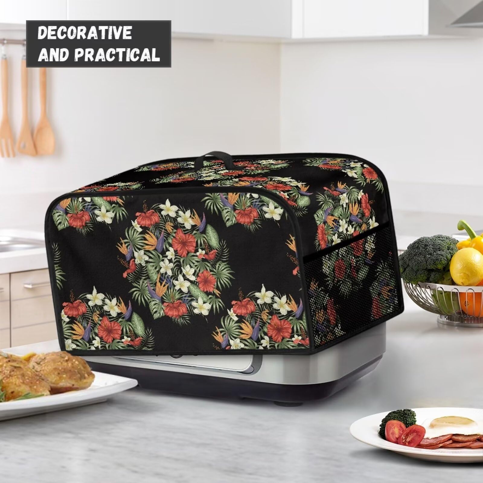 Hudotybom Flower Crock Pot Dust Cover with Side Pockets Splash Resistant Covers Crock Pot Dust Covers Kitchen Appliance Protector