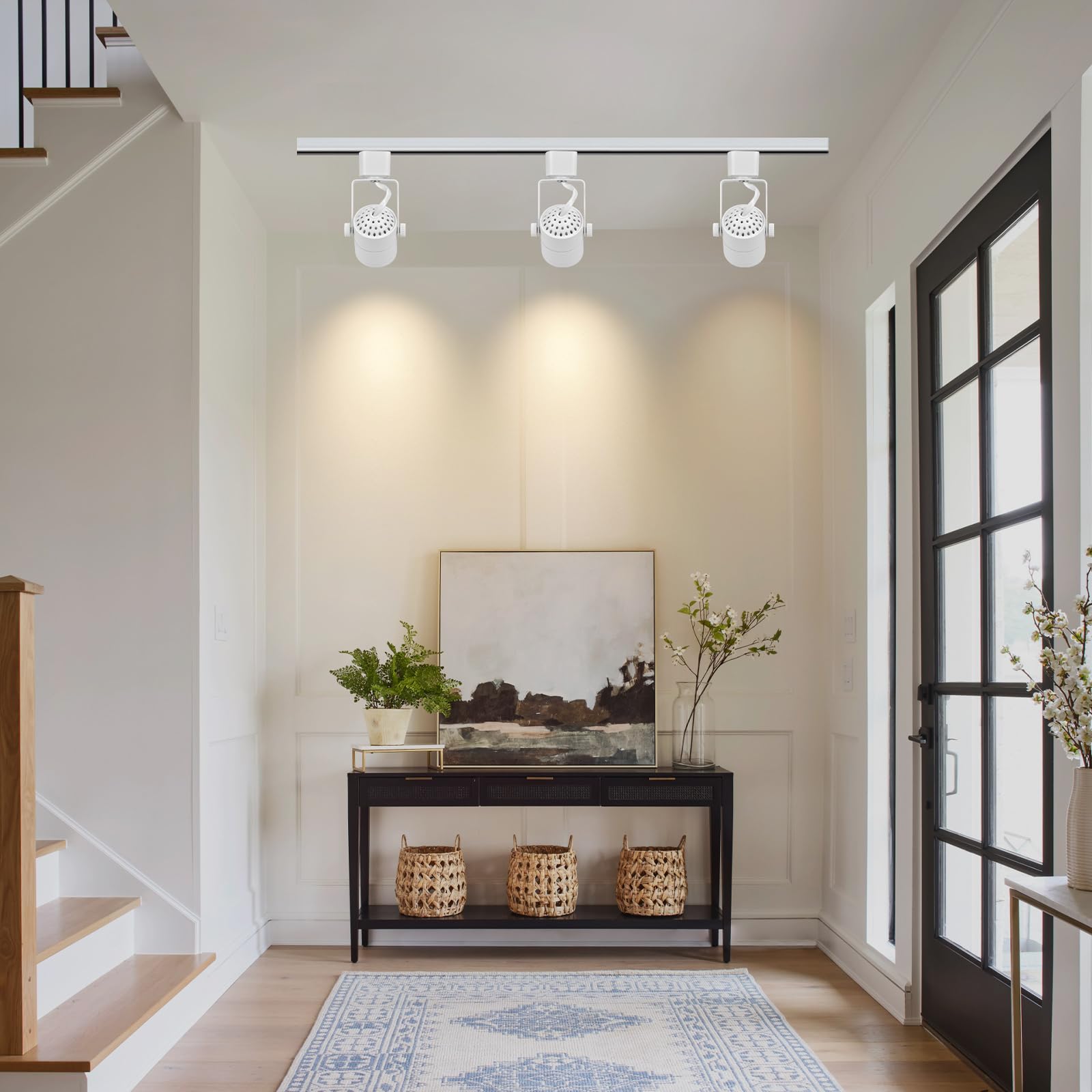 Arcfox Replaceable Track Lighting Heads H Type 3 Wire Single Circuit MR16 GU10 Base Track Spot Light Fixture for Kitchen Studio Gallery Accent Lighting White 6 Pack(LED 5W Bulb Included)